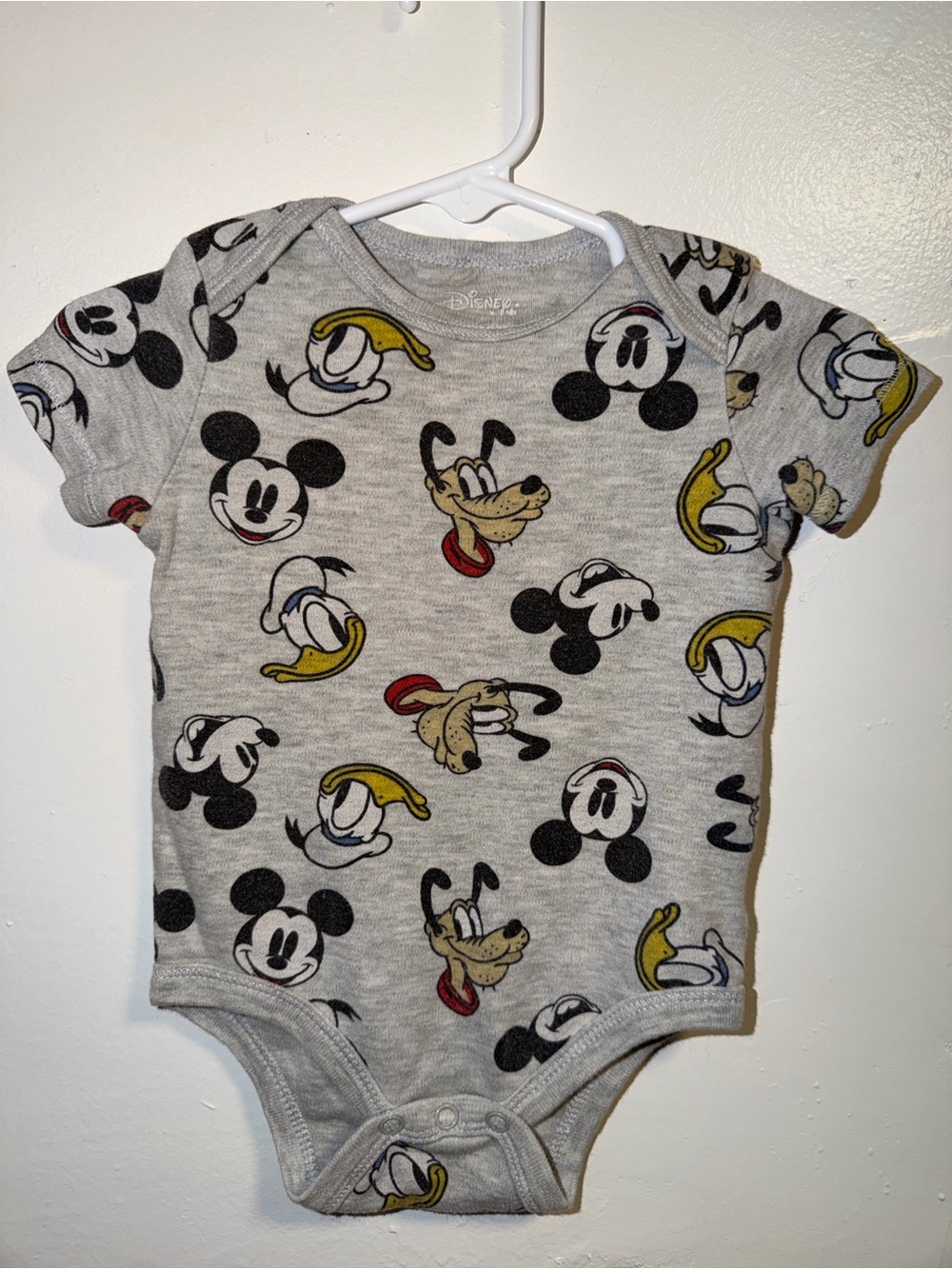 Disney Gray Mickey, Donald, Pluto Short Sleeve One-Piece